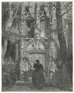 Hier beendete die umworbene Jungfrau ihr Lied (Illustration von Don Quixote) von Gustave Dore
