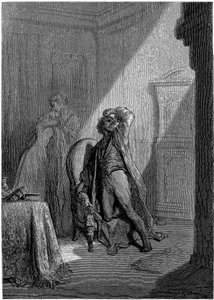 Illustration von Gustave Doré (1832-1883) für Edgar Allan Poes Kurzgeschichte „Der Rabe“. Diese Serie wurde 1883, dem Jahr seines Todes, von Doré fertiggestellt und ist daher eines seiner letzten Werke. von Gustave Dore
