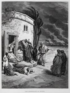 Hiob erkennt sein Unglück, Illustration aus der Dore-Bibel