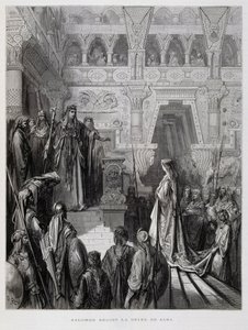 König Salomo empfängt die Königin von Saba, Illustration aus der Dore-Bibel von Gustave Dore