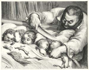 Le Petit Poucet; Däumling (Gravur) von Gustave Dore
