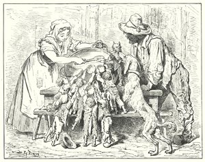Der kleine Däumling (Gravur) von Gustave Dore