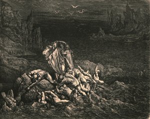 Nun siehst du, Sohn! Die Seelen derer, die der Zorn überwältigte, ca. 1890 von Gustave Dore