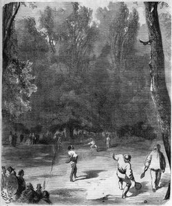 Ballspieler im Jardin du Luxembourg in Paris im Jahr 1868 - Zeichnung von Gustave Doré von Gustave Dore