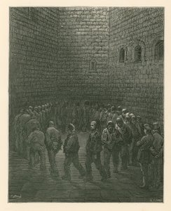 Gefangene im Übungshof des Newgate-Gefängnisses