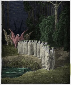 Purgatorio, Gesang 29: Die 24 Ältesten in der apokalyptischen Prozession, Illustration aus "Die Göttliche Komödie" von Dante Alighieri, 1885