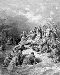 Richard Löwenherz befreit die Stadt Joppe - Gravur von Gustave Doré von Gustave Dore