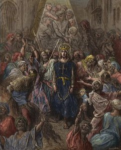 Saint Louis gefangen genommen in Mansoura während des 7. Kreuzzugs im Jahr 1250 - König Ludwig IX. (1214-70) Gefangener in Ägypten - Gravur von Gustave Doré - aus 