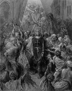 Heiliger Ludwig gefangen genommen in Mansoura während des 7. Kreuzzugs 1250 - Gravur von Gustave Doré