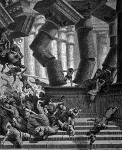 Samson bringt den Tempel von Dagon zum Einsturz, 1866 von Gustave Dore