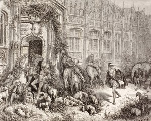 Szene aus Dornröschen von Charles Perrault. Aus El Mundo Ilustrado, veröffentlicht in Barcelona, ca. 1880.