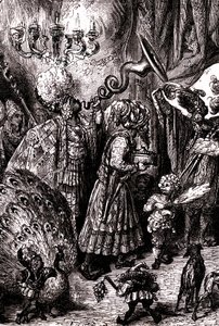 Sindbad der Seefahrer - Märchen aus Tausendundeiner Nacht - Illustration von Gustave Doré (Detail) - Maxwell-Ausgabe 1865 - Sechste Reise: Am Hof des Königs von Serendib