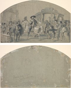 Straßenszene (recto); Skizzen (verso) von Gustave Dore