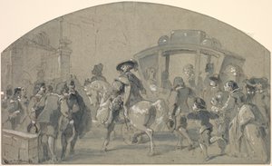 Straßenszene recto, Skizzen verso, ca. 1848-49