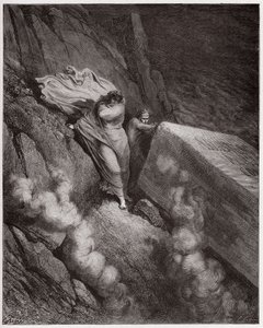 Die Göttliche Komödie, Inferno, Gesang 11: Das brennende Grab von Papst Anastasius II. - von Dante Alighieri (1265-1321) - Illustration von Gustave Doré (1832-1883)