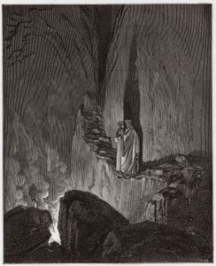 Die Göttliche Komödie, Inferno, Gesang 26: Die flammenden Geister von Odysseus und Diomedes - von Dante Alighieri (1265-1321) - Illustration von Gustave Doré (1832-1883)