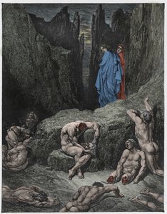 Die Göttliche Komödie, Inferno, Canto 29: Virgil tadelt Dantes Neugier - von Dante Alighieri - Illustration von Gustave Doré