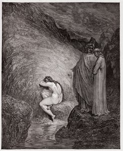 Die Göttliche Komödie, Inferno, Gesang 30: Myrrha, wegen Inzest verurteilt (Illustration von Gustave Doré)
