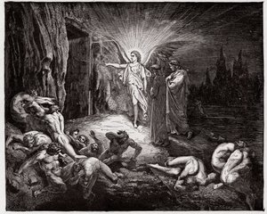 Die Göttliche Komödie, Inferno, Gesang 9: Der Engel öffnet die Tore (Illustration von Gustave Doré) von Gustave Dore