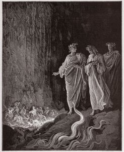 Die Göttliche Komödie (La Divina Commedia), Purgatorio, Gesang 25: Die Dichter im siebten Kreis - von Dante Alighieri - Illustration von Gustave Dore