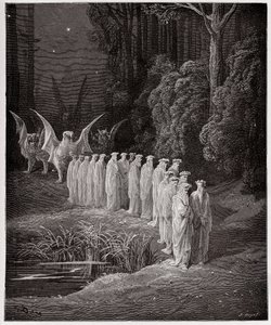 Die Göttliche Komödie (La Divina Commedia), Purgatorio, Gesang 29: Die 24 Ältesten in der apokalyptischen Prozession - von Dante Alighieri - Illustration von Gustave Dore