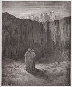 Die Göttliche Komödie (La Divina Commedia), Purgatorio, Gesang 3: Die Gesellschaft der Seelen auf der Klippe - von Dante Alighieri (1265-1321) - Illustration von Gustave Doré (1832-1883)