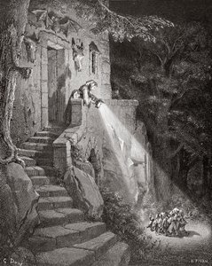 Die Behausung des Ogers, graviert von Heliodore Joseph Pisan, ca. 1868 von Gustave Dore