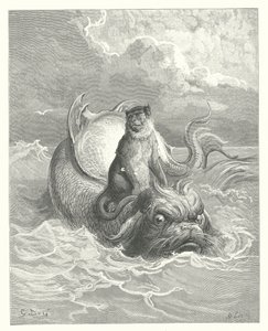 Die Fabeln von La Fontaine: Der Affe und der Delfin von Gustave Dore
