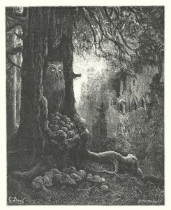 Die Fabeln von La Fontaine: Die Eule und die Mäuse von Gustave Dore