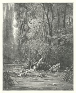 Die Fabeln von La Fontaine: Der Wildbach und der Fluss von Gustave Dore