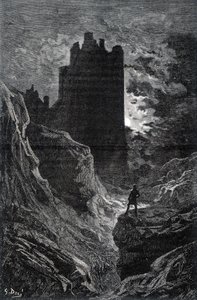 Das Schloss der Angst - Illustration der Angst von Gustave Doré, Gravur von Gustave Dore
