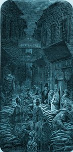 Viktorianischer Fischmarkt, Gravur von Gustave Doré von Gustave Dore