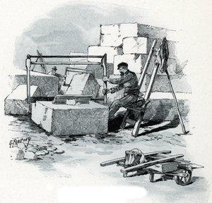 Steinmetzarbeiten am Quai de Valmy, Paris