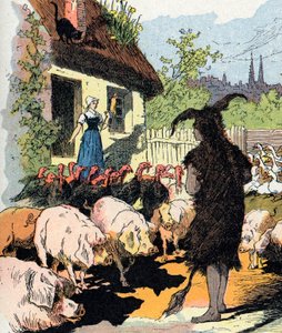 Handmaid Eselshaut. Illustration von Gustave Fraipont für „Eselshaut“, Märchen von Charles Perrault