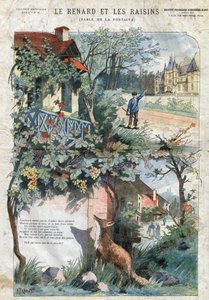 Der Fuchs und die Trauben. Fabeln von Jean de La Fontaine. Illustration von Gustave Fraipont