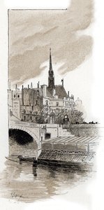 Blick auf die Sainte-Chapelle von der St-Michel-Brücke, Paris von Gustave Fraipont