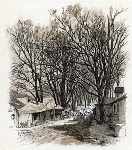 Ansicht des neuen Lagers der Rue Léopold, Bercy, Paris. Zeichnung von Gustave Fraipont (1849-1923) aus „La Seine à travers Paris“ von Saint-Juirs
