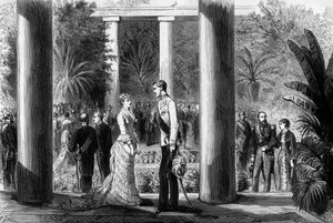 Verlobung von Prinzessin Stephanie von Belgien (1864-1945) und Erzherzog Rodolphe von Österreich (1858-1889) auf Schloss Laeken, 7. März