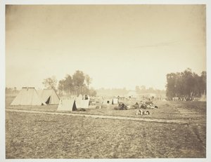 Zelte und militärische Ausrüstung, Camp de Châlons, 1857