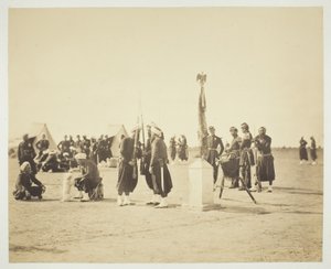 Die gehisste Flagge des Zouavenregiments, Camp de Châlons