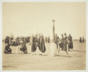 Die gehisste Flagge des Zouaven-Regiments, Camp de Châlons, 1857