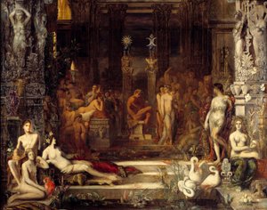 Die Töchter des Thespius König Thespios hatte fünfzig Töchter, die er mit Herakles vereinen wollte, damit sie alle ein Kind von ihm hatten. Gemälde von Gustave Moreau Paris, Musee Gustave Moreau