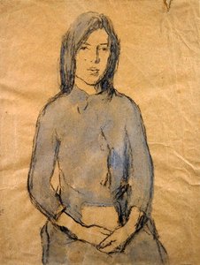Mädchen, Hände im Schoß ruhend von Gwen John