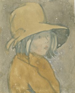 Junges Mädchen mit braunem Hut und Mantel von Gwen John