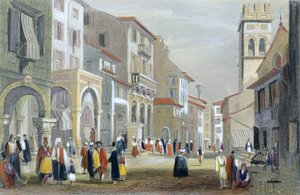Die königliche Straße, Korfu (farbige Gravur) von H. E. Allen