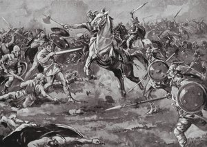 Die Franken helfen bei der Niederlage der Hunnen von H. M. (after) Burton