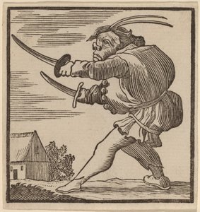 Buckliger mit zwei Schwertern