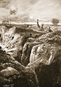 Leutnant De Pass bombardiert den Feind, nachdem er einen ihrer Stollen betreten hat von H. Ripperger