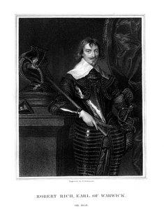 Robert Rich, 2. Earl of Warwick, englischer Kolonialverwalter, 1827 von H. Robinson