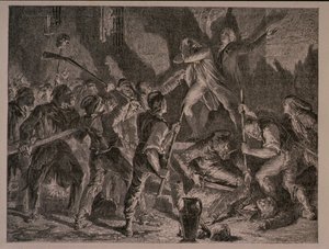 Das Massaker in den Gefängnissen im September 1792, graviert von Jean-Baptiste Charles Carbonneau (geb. 1815)